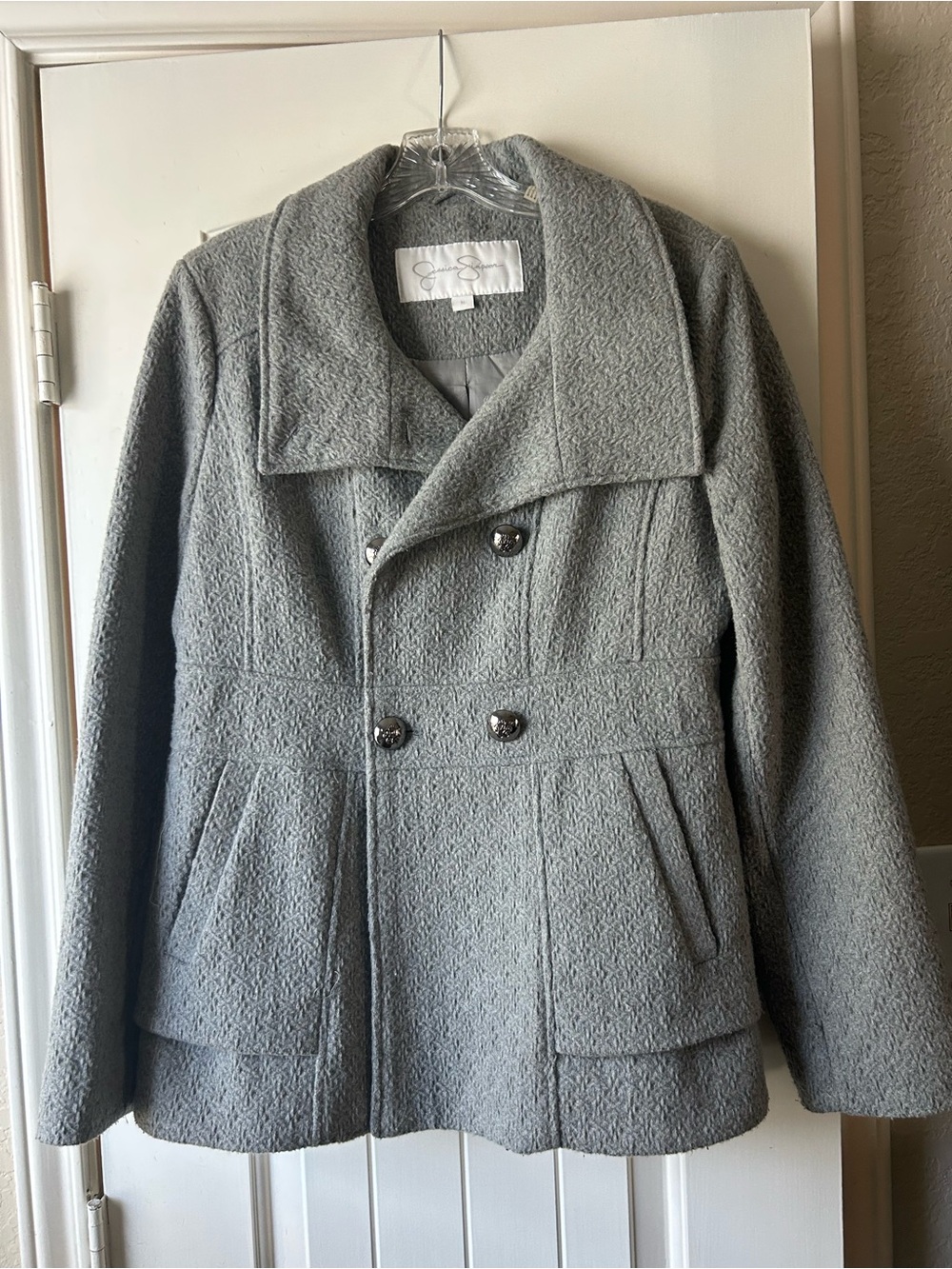 Jessica Simpson Gray Double-Breasted Peacoat